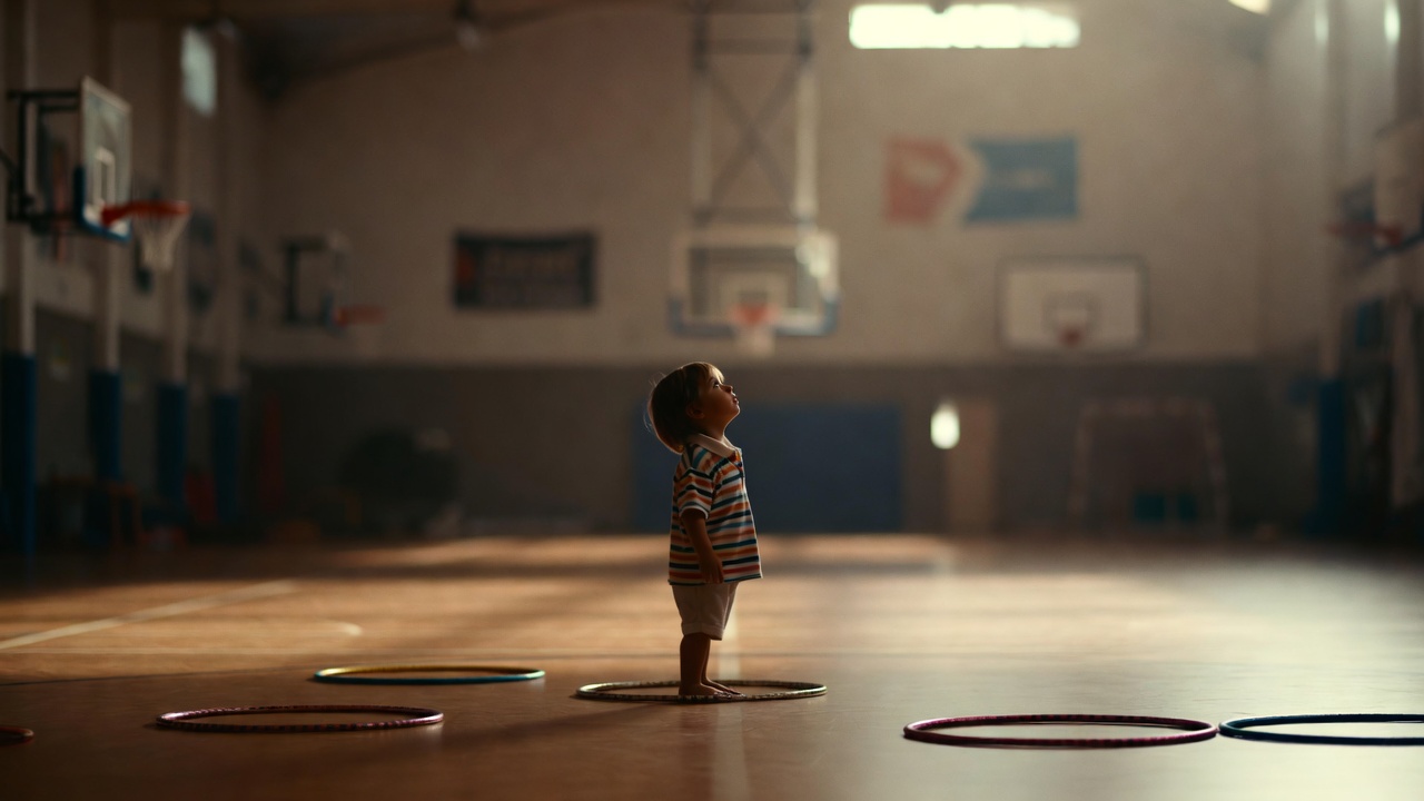 Bambino solo in palestra